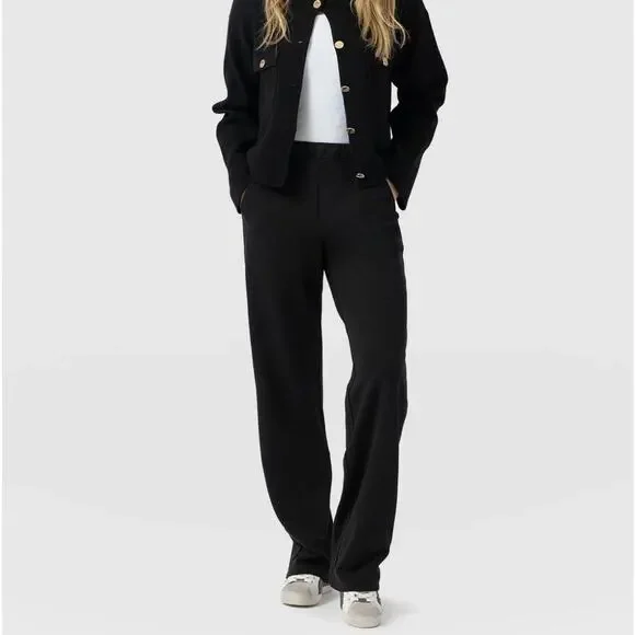 Saint + Sophia Putney Pull On Pants Size 12 Navy Blue Relaxed Straight Pockets - Picture 1 of 16